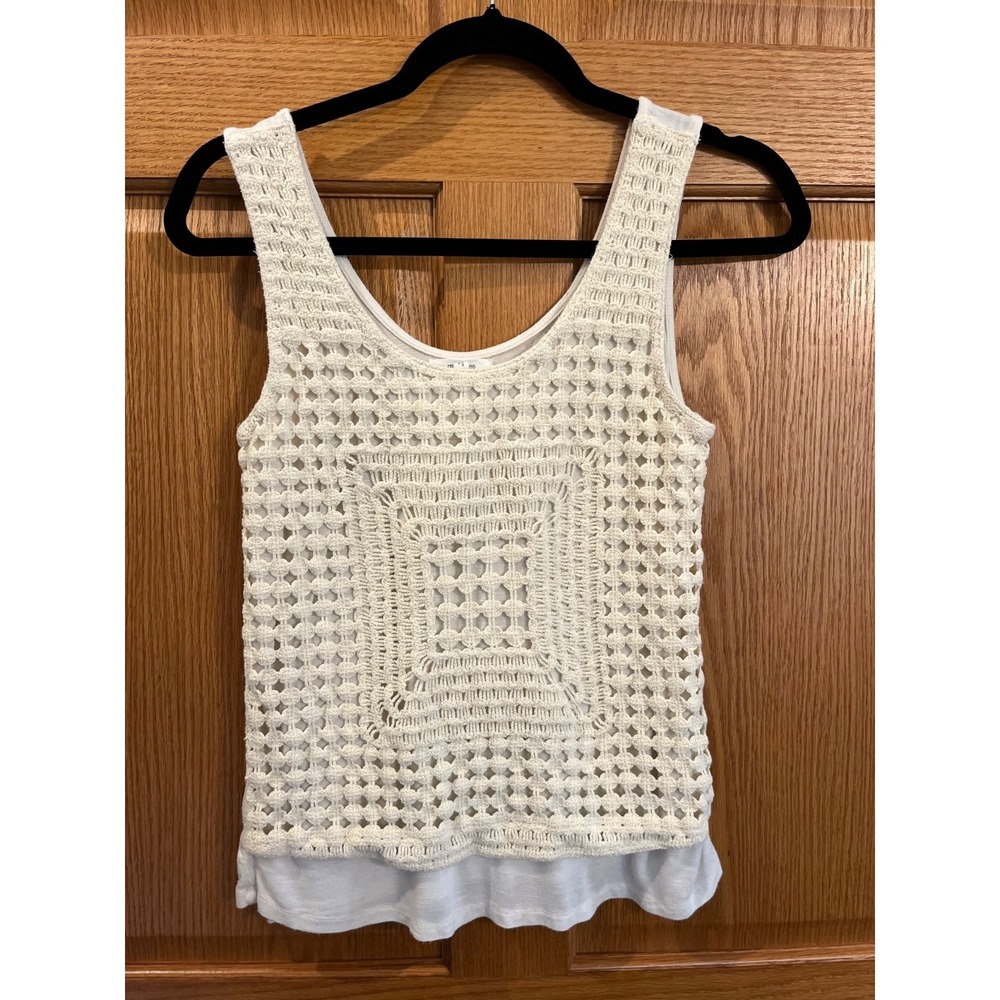 Boho Chic Ethereal VintageInspired Festival Concert Crochet Cream Layered Tank M